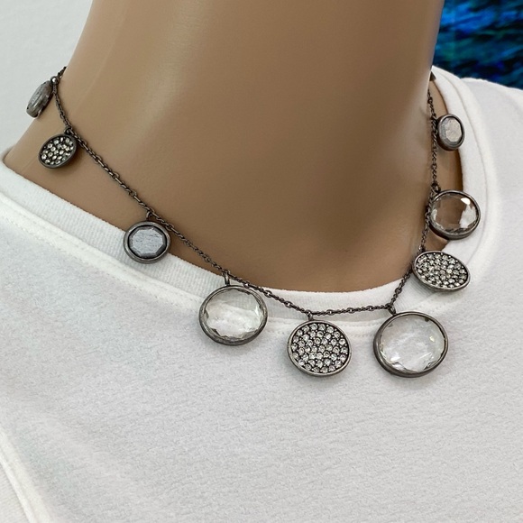 Beautiful Kenneth Cole NY Charm Necklace w. Faceted Crystals and Pave - Picture 1 of 4